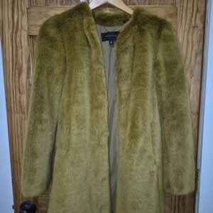 Ann Taylor women's green faux fur jacket in size XS